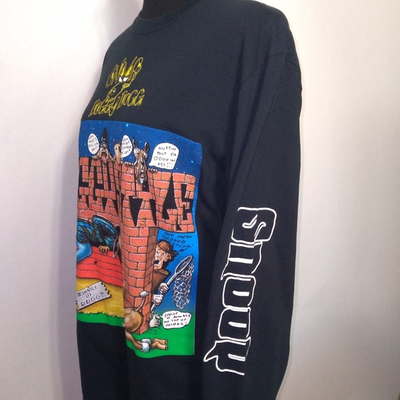 Vintage 1993 Snoop Dog Album Cover Logo Black Long Sleeve T-Shirt- Size Medium - Picture 4 of 6